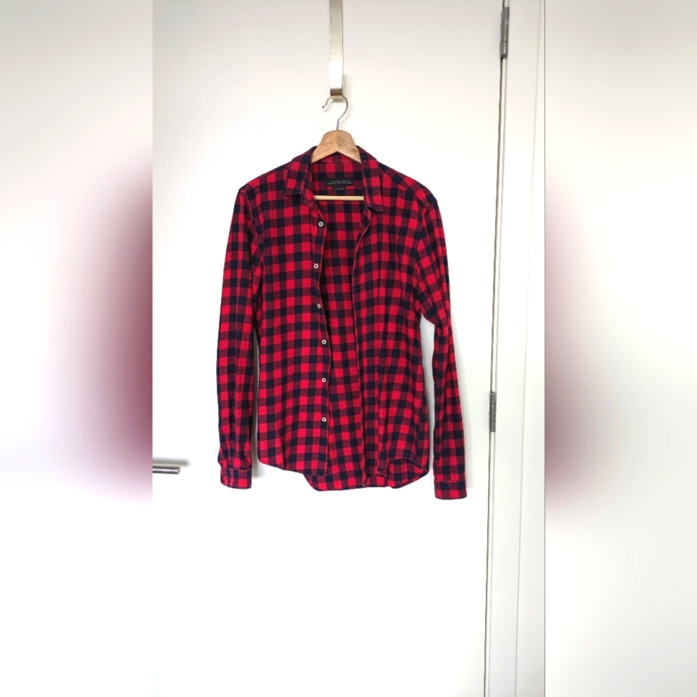 Zara Slim Fit Men's Red Flannel